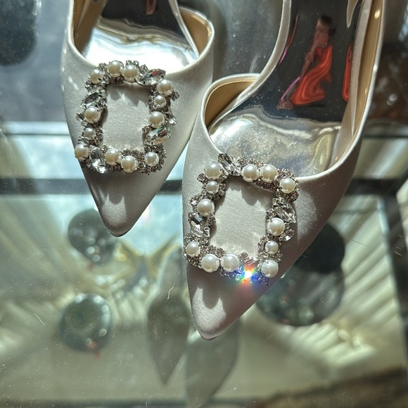 Badgley Mischka Fabia D’Orsay With Crystal Buckle White - Picture 4 of 10